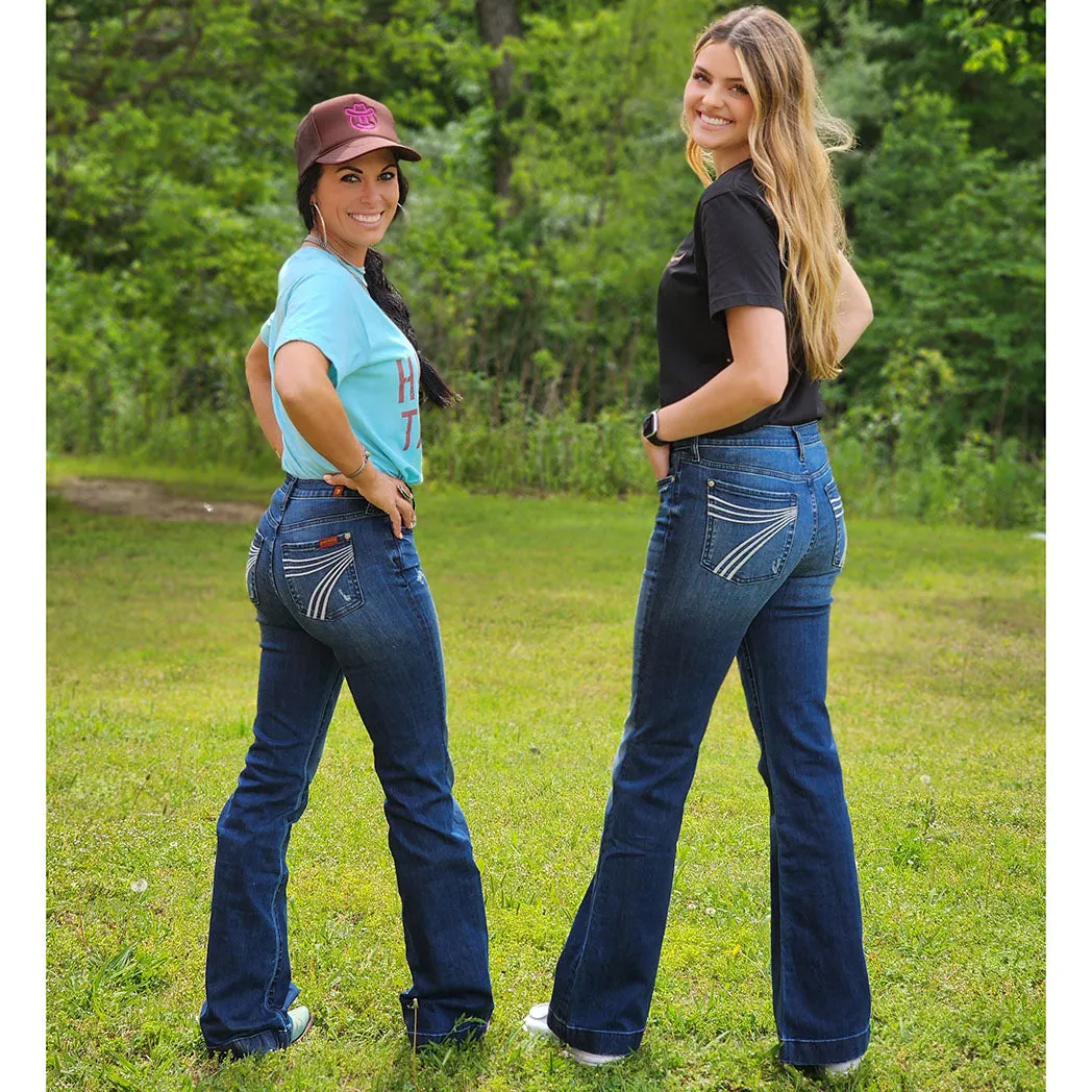 7 For All Mankind Damen Med Wash Silber Stich Dojo