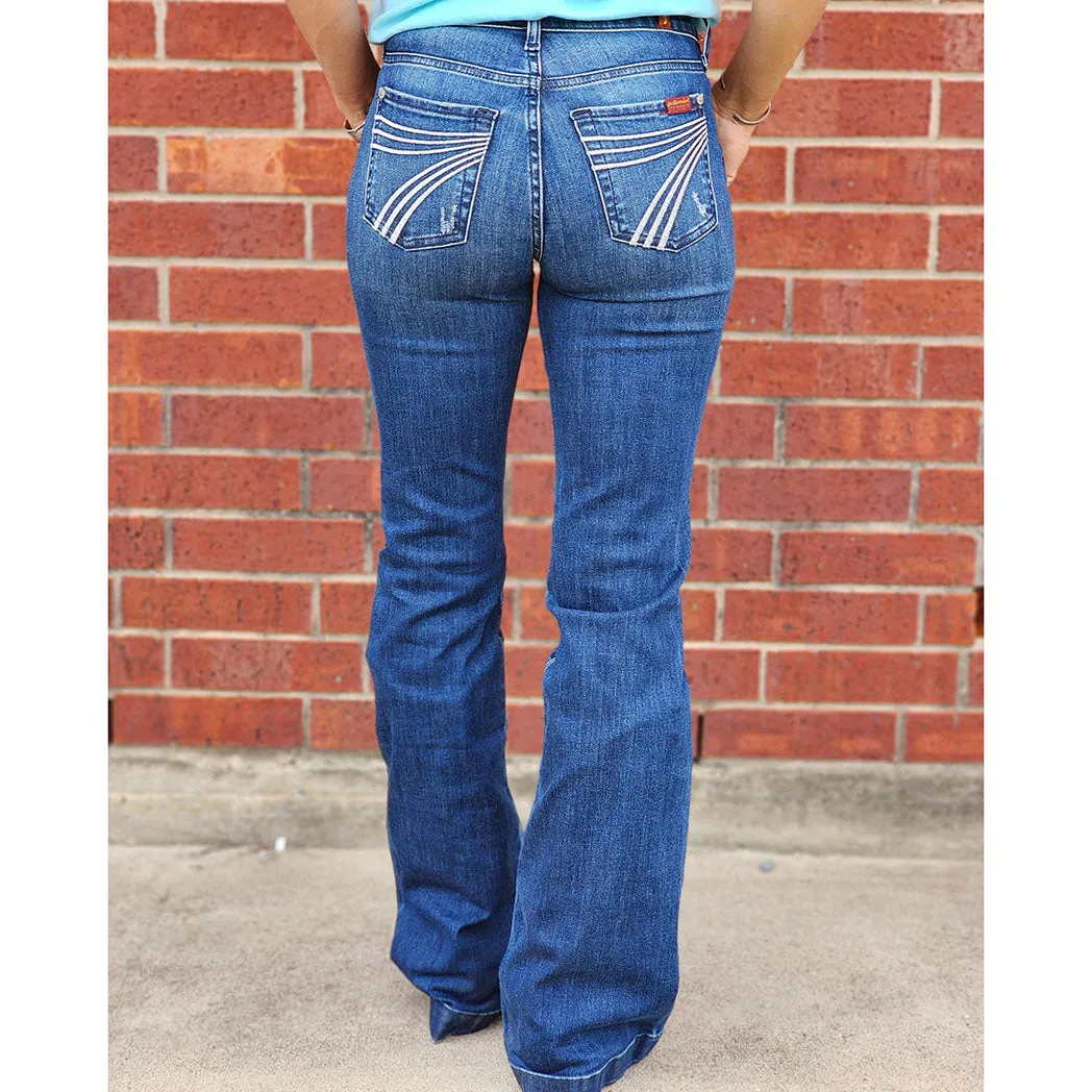 7 For All Mankind Damen Med Wash Silber Stich Dojo