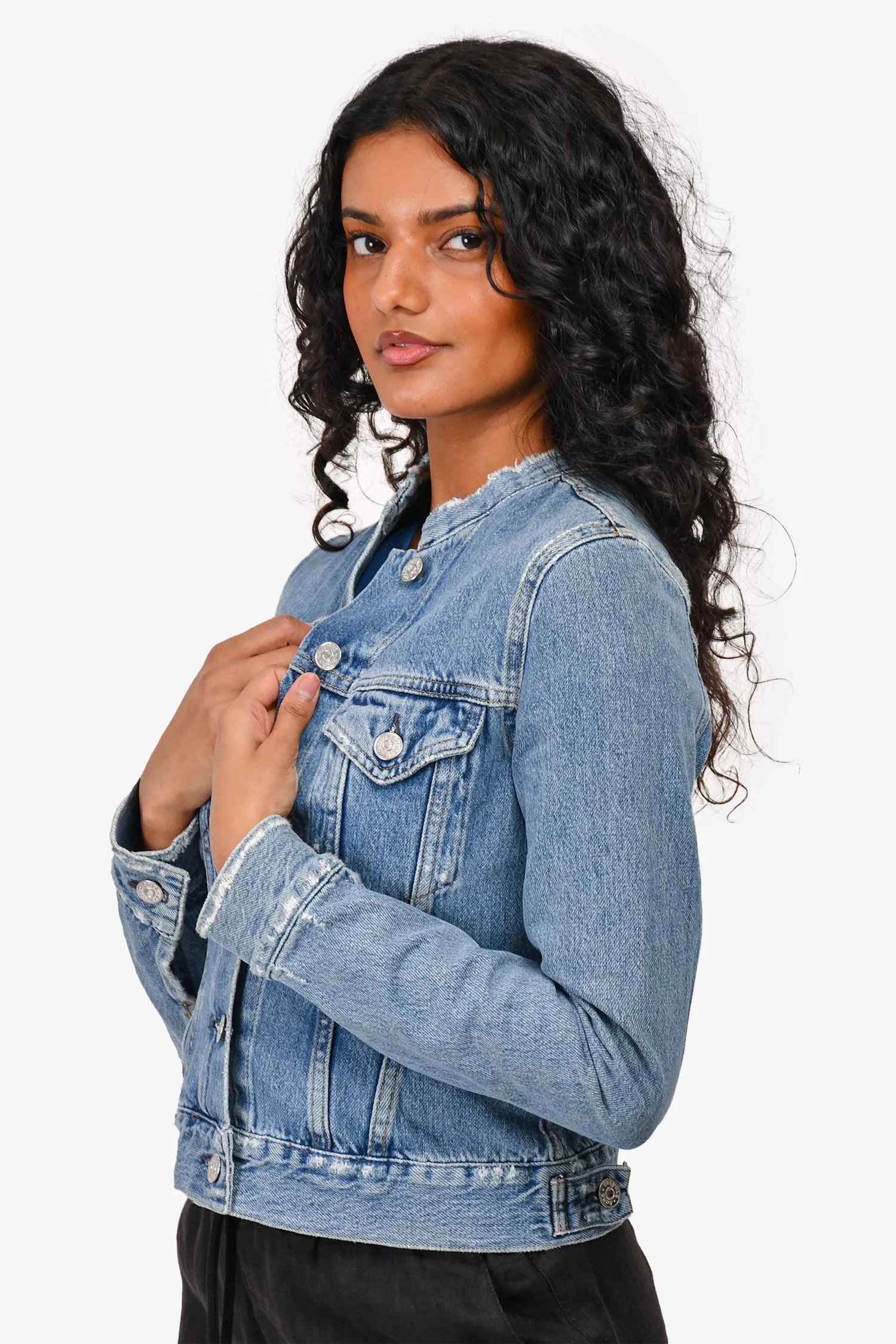 Acne Studios Denimjacke mit heller Waschung und Used-Optik Größe 32