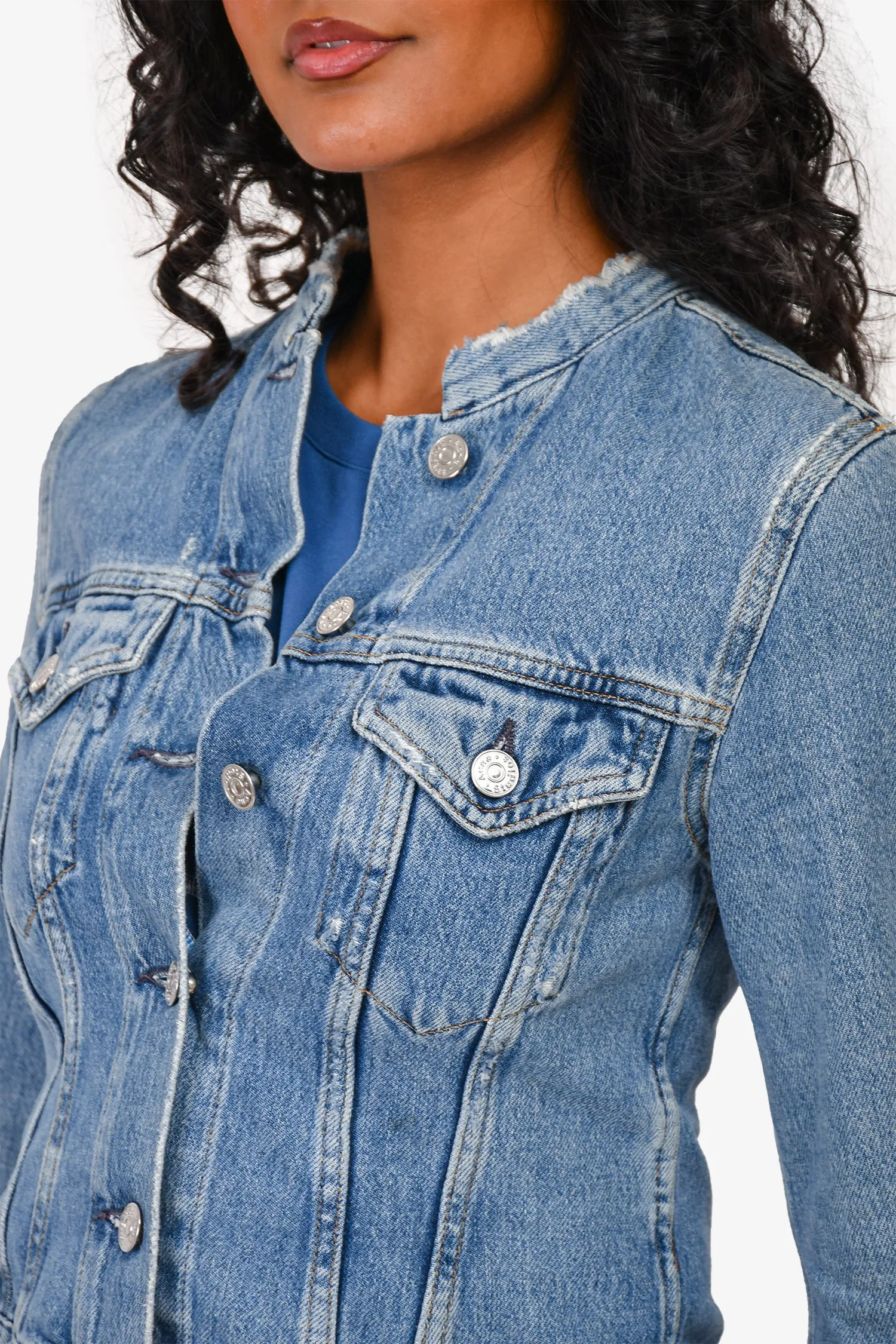 Acne Studios Denimjacke mit heller Waschung und Used-Optik Größe 32