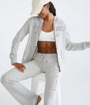 Aeropostale Damen Aeropostale 1987 Full-Zip Hoodie - Grau - Größe S - Baumwolle - Teen Mode & Bekleidung Hell Heather Grau Aeropostale