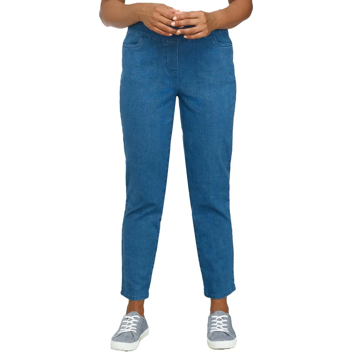 Alfred Dunner Damen Petites Mid-Rise Modern Fit Jeans mit geradem Bein