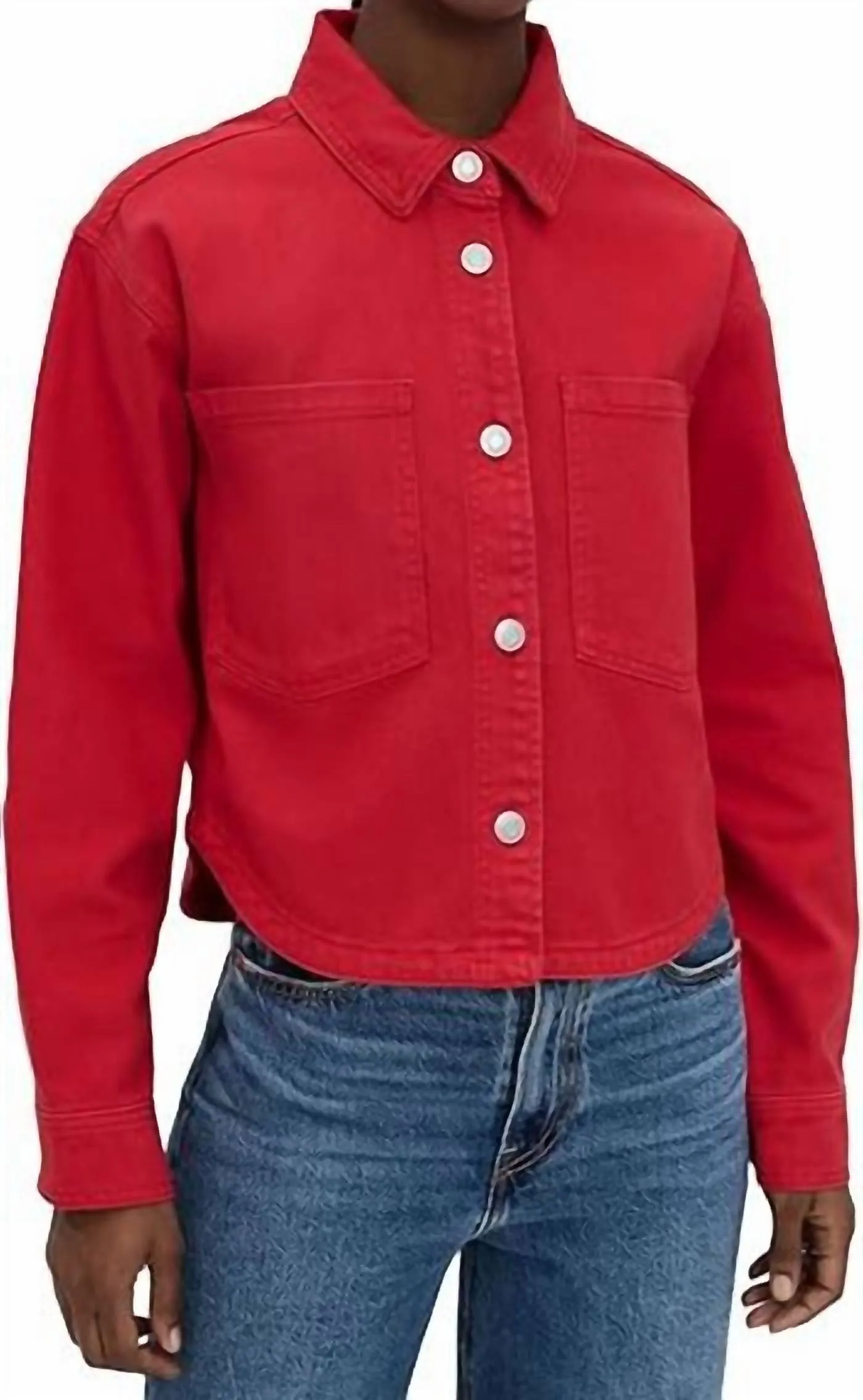 Den ganzen Tag getragene gewaschene Cropped-Jacke