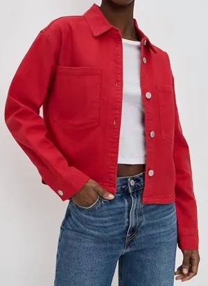 Den ganzen Tag getragene gewaschene Cropped-Jacke