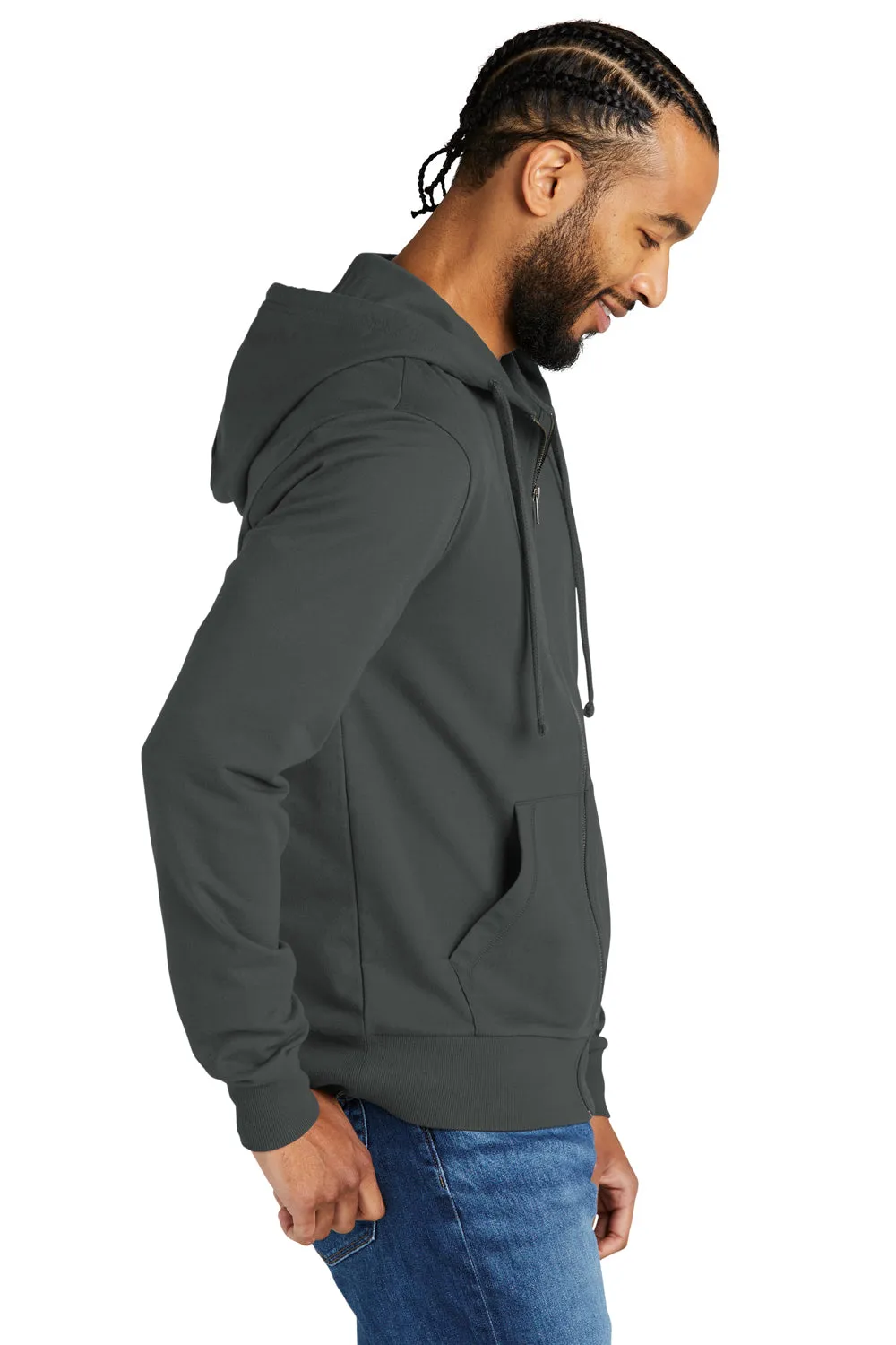 Allmade Herren Bio-French-Terry Full-Zip Kapuzenpullover mit Taschen - Geländegrau