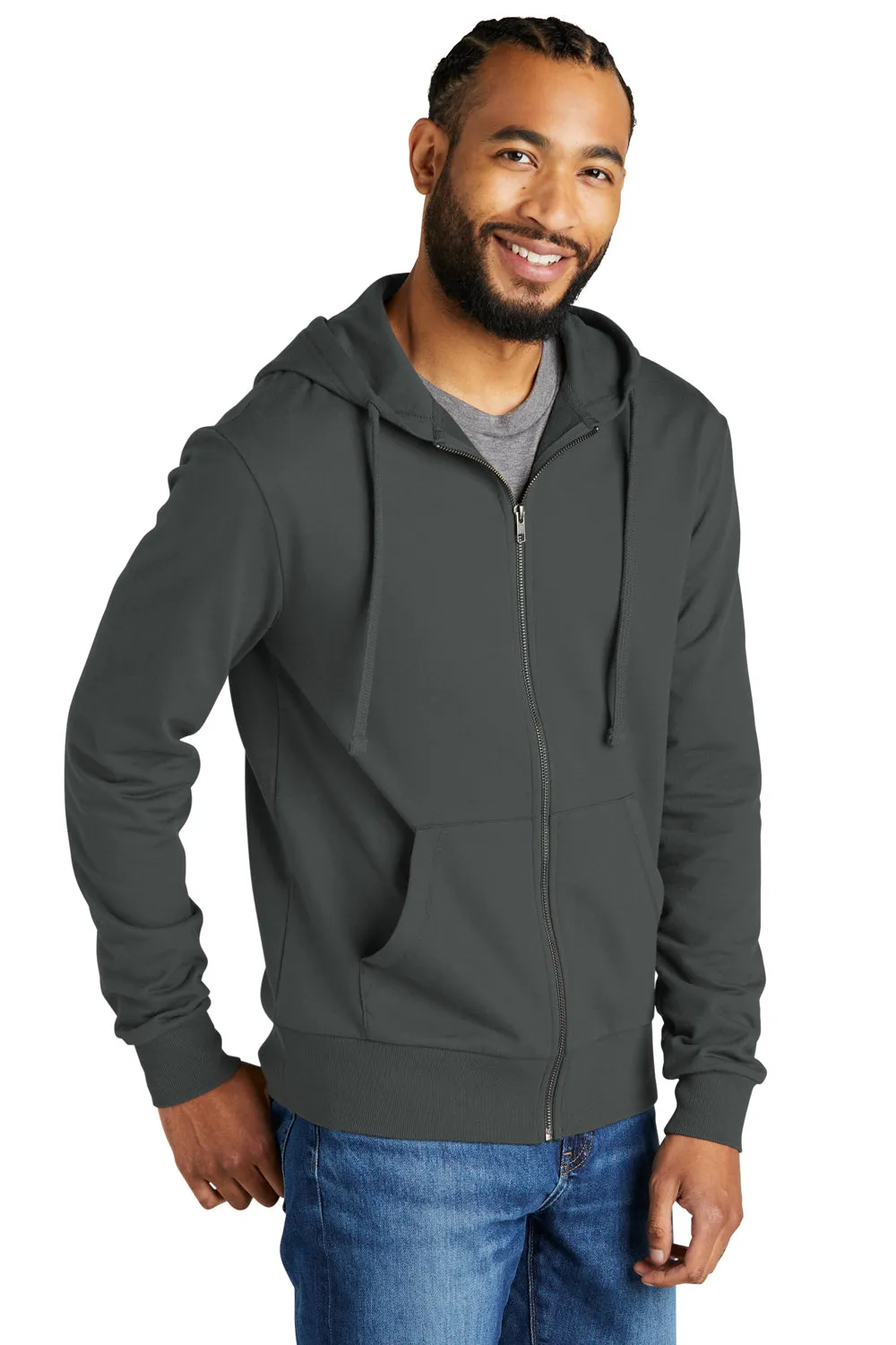Allmade Herren Bio-French-Terry Full-Zip Kapuzenpullover mit Taschen - Geländegrau