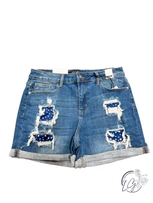 Judy Blue Amber Mid-Rise Shorts mit Stern-Applikationen
