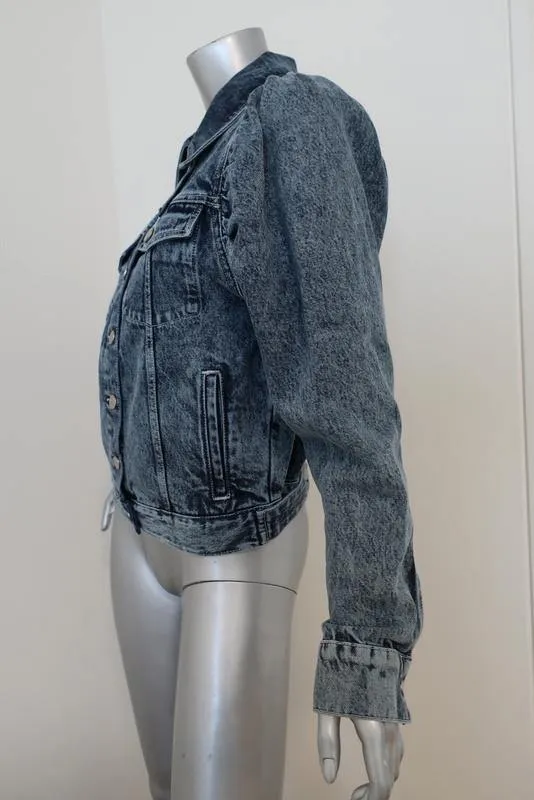 & Other Stories Denimjacke mit Puffärmeln in Acid Wash Blau Größe 0