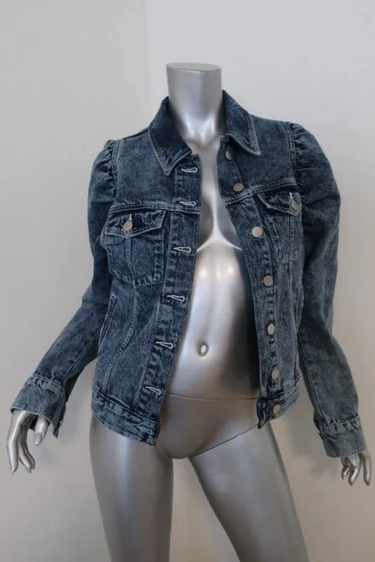 & Other Stories Denimjacke mit Puffärmeln in Acid Wash Blau Größe 0