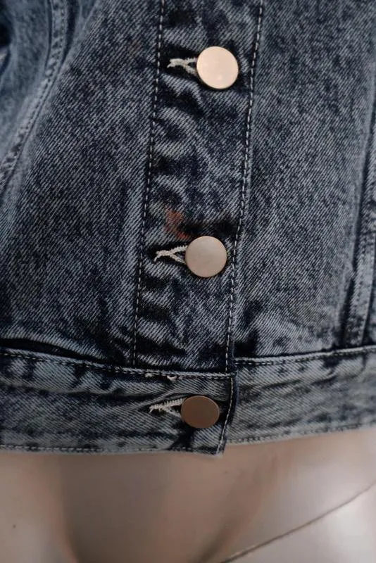 & Other Stories Denimjacke mit Puffärmeln in Acid Wash Blau Größe 0