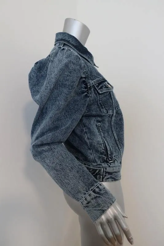 & Other Stories Denimjacke mit Puffärmeln in Acid Wash Blau Größe 0
