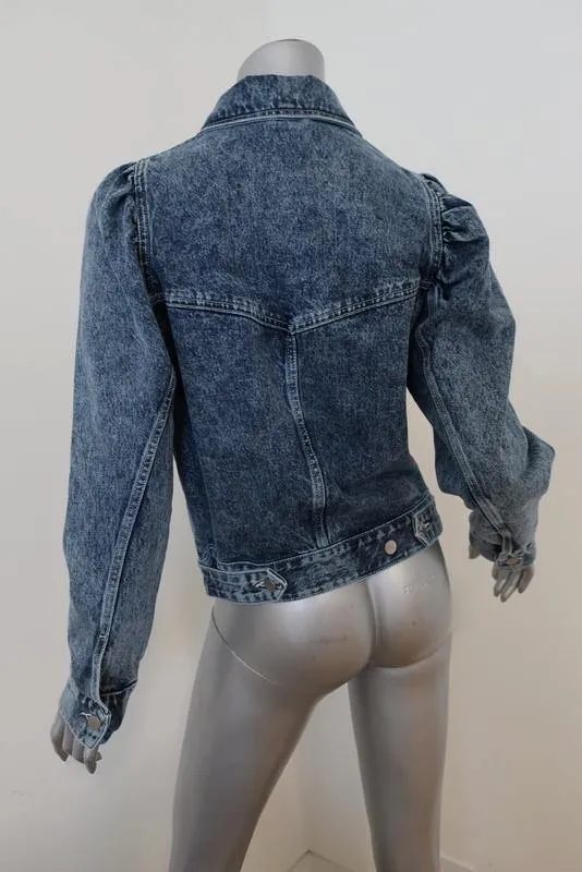 & Other Stories Denimjacke mit Puffärmeln in Acid Wash Blau Größe 0