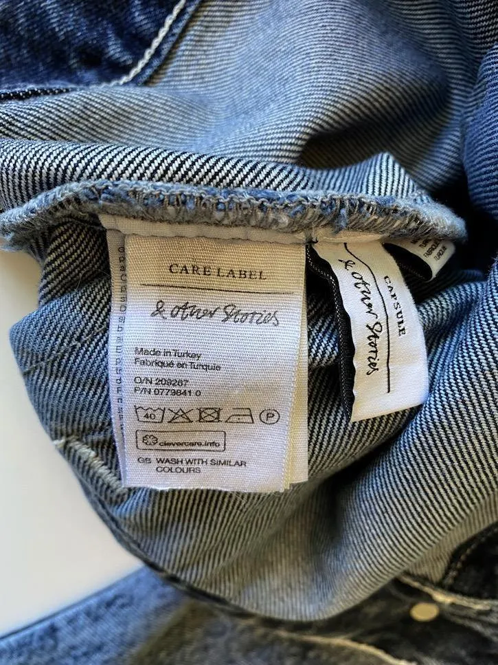 & Other Stories Denimjacke mit Puffärmeln in Acid Wash Blau Größe 0