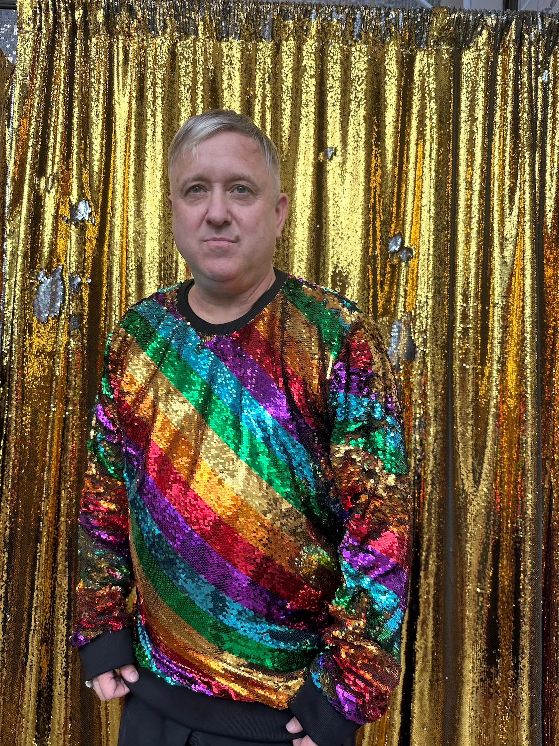 Any Old Iron Herren Pullover in Gold-Regenbogen-Optik
