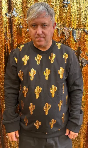 Any Old Iron Herren Sweatshirt mit Kaktus-Motiv in Größe S