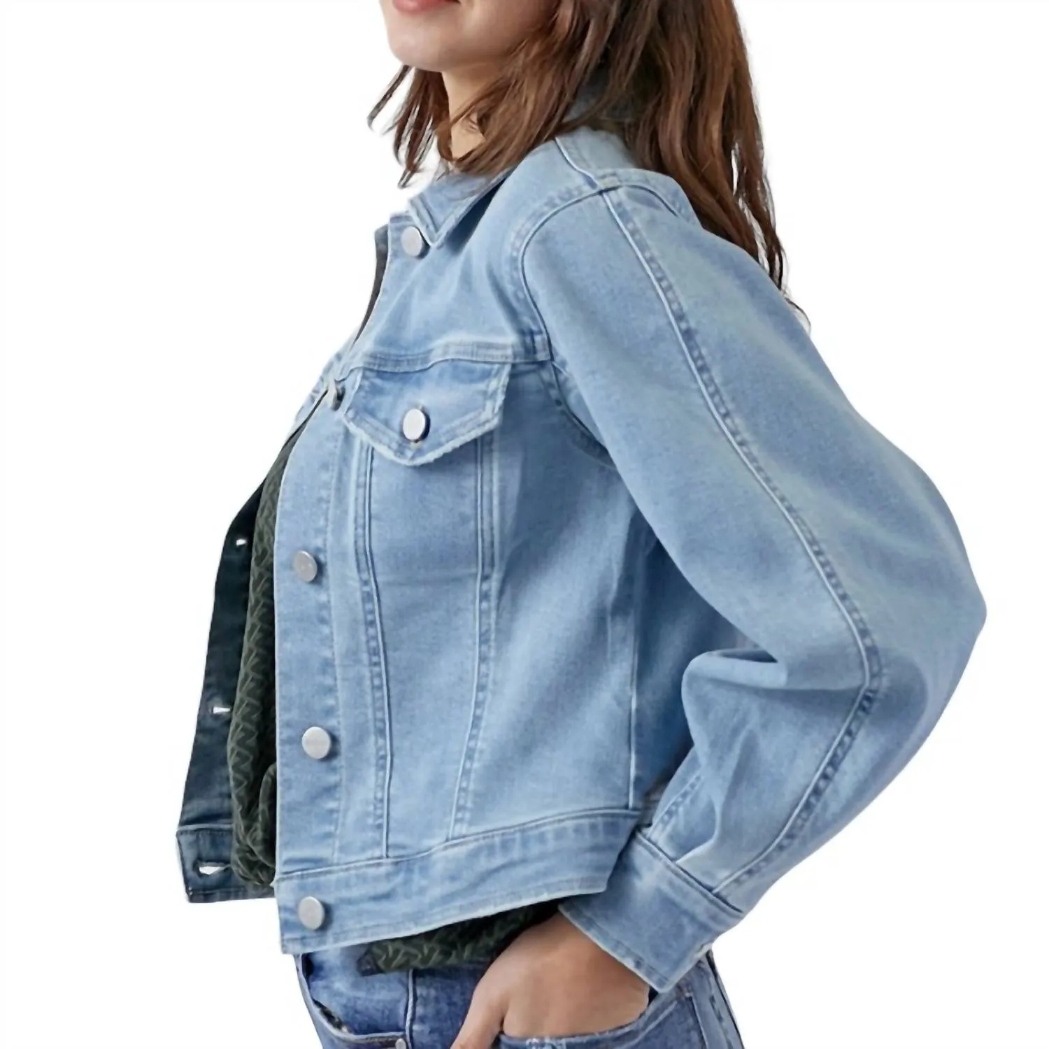 Denim-Jacke mit Ballonärmeln in Hellwäsche