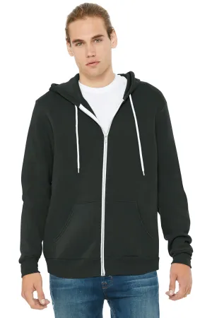 Bella   Canvas Herren Fleece Full-Zip Kapuzenpullover mit Taschen - DTG Dunkelgrau - Ausverkauf