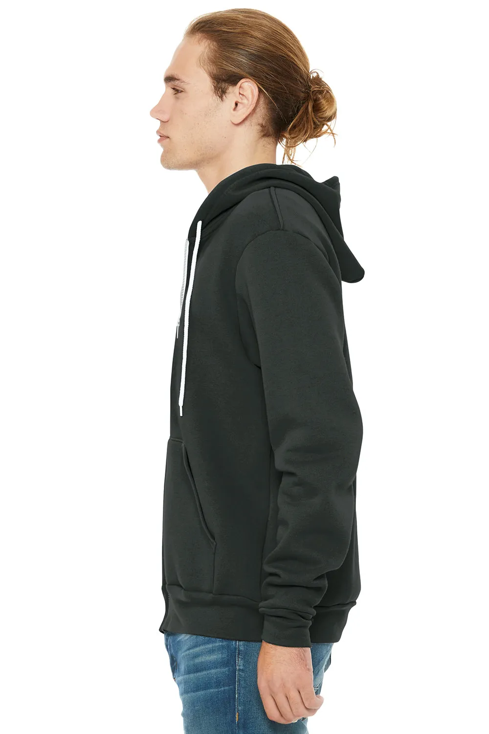 Bella   Canvas Herren Fleece Full-Zip Kapuzenpullover mit Taschen - DTG Dunkelgrau - Ausverkauf