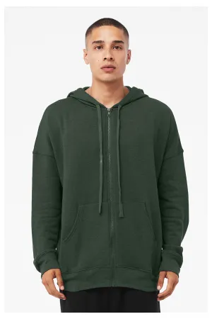 Bella   Canvas Herren Sponge Fleece Kapuzenpullover mit Reißverschluss und Taschen - Heather Forest Grün