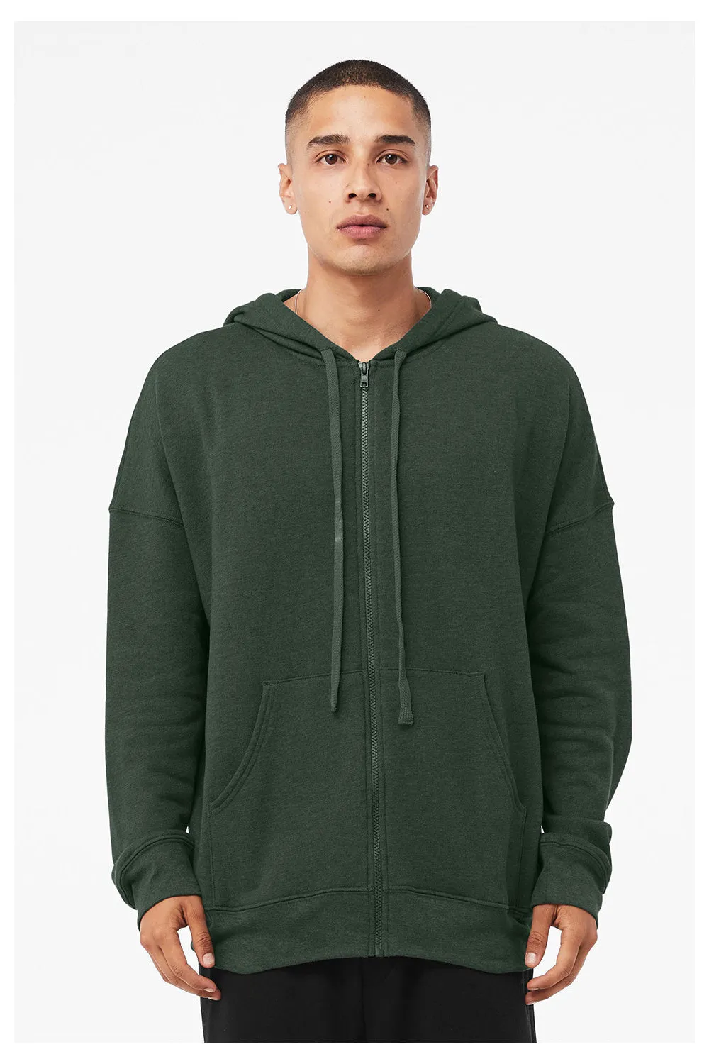 Bella   Canvas Herren Sponge Fleece Kapuzenpullover mit Reißverschluss und Taschen - Heather Forest Grün