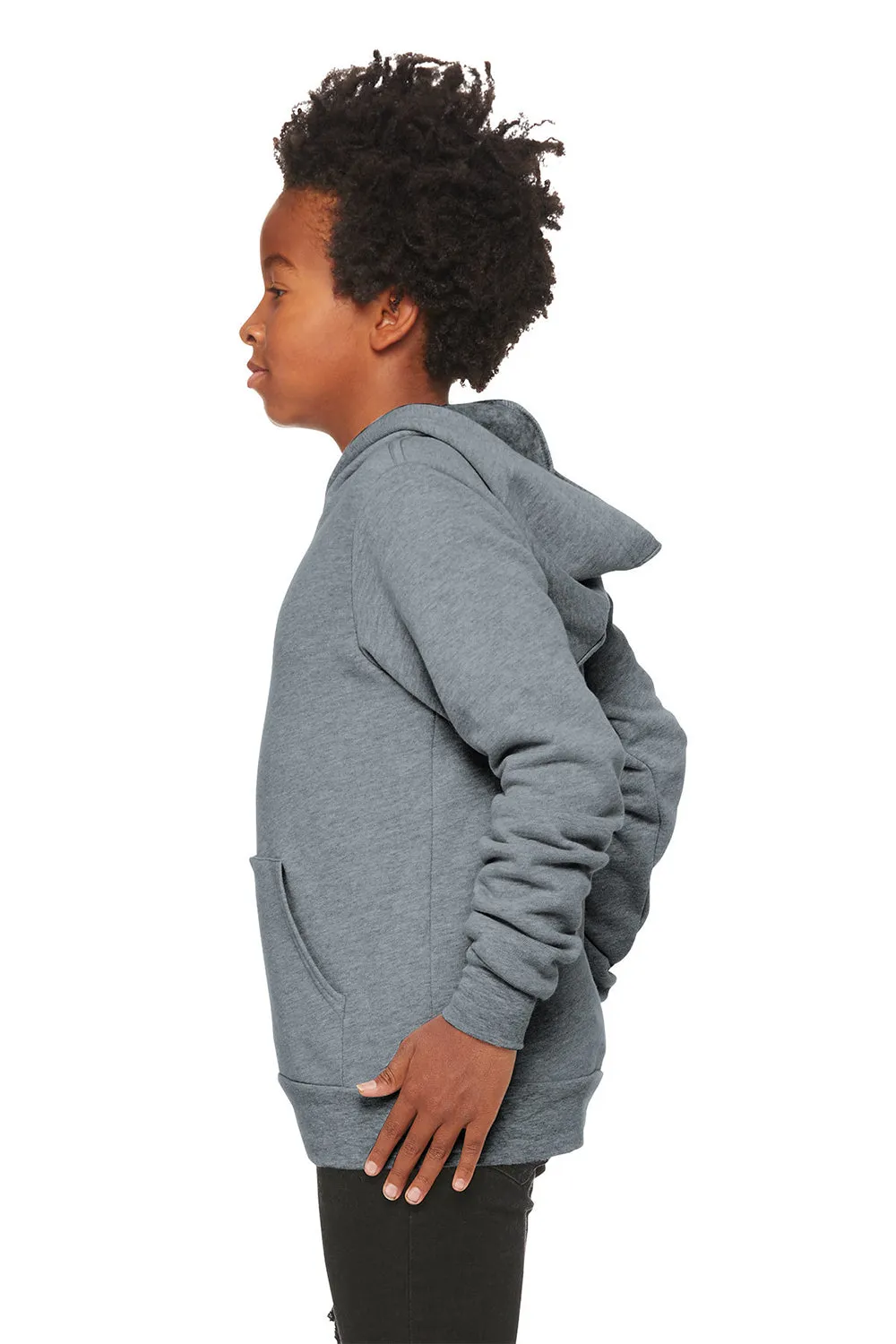 Bella   Canvas Jugend Sponge Fleece Kapuzenpullover Hoodie mit Beuteltasche - Heather Grau