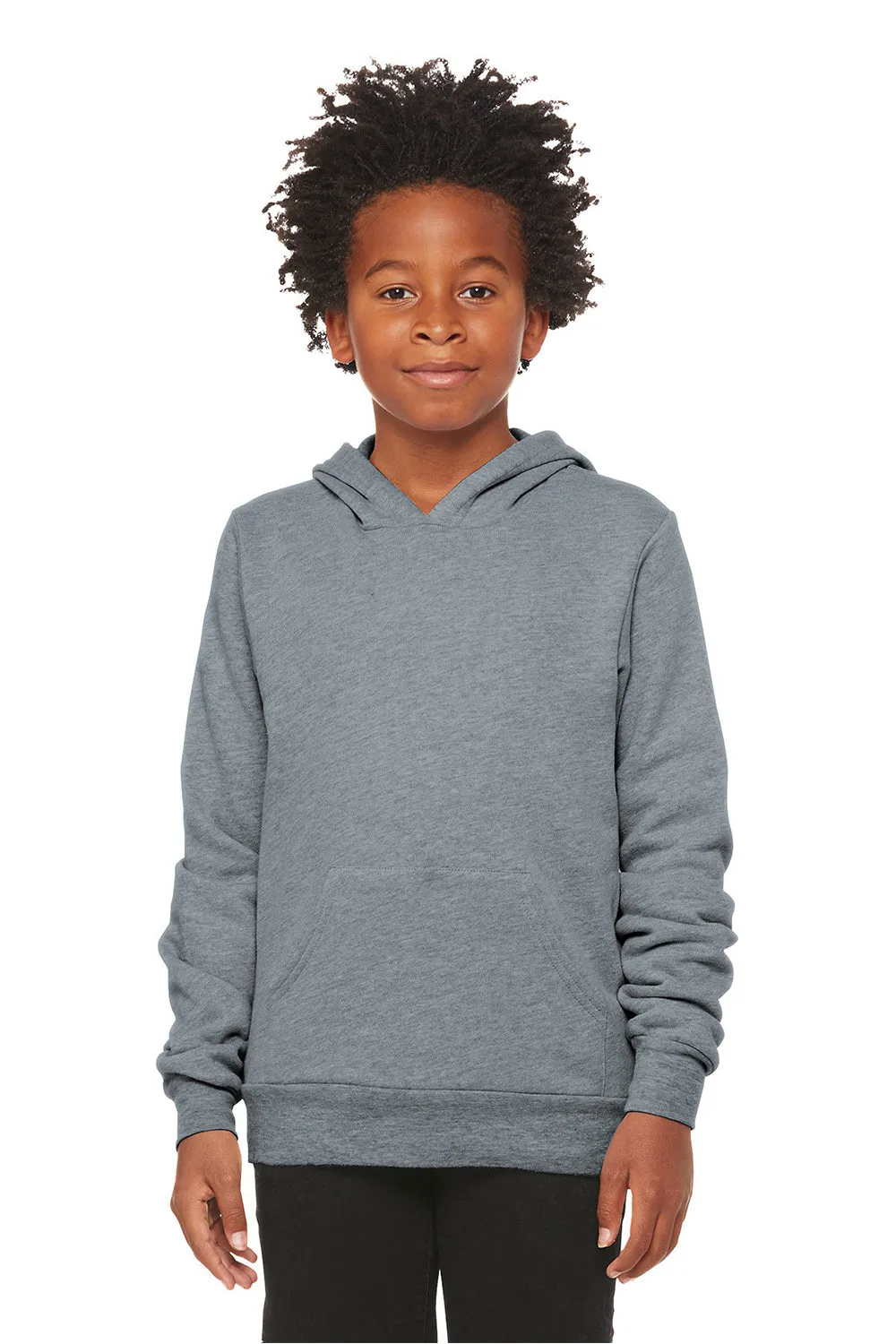 Bella   Canvas Jugend Sponge Fleece Kapuzenpullover Hoodie mit Beuteltasche - Heather Grau