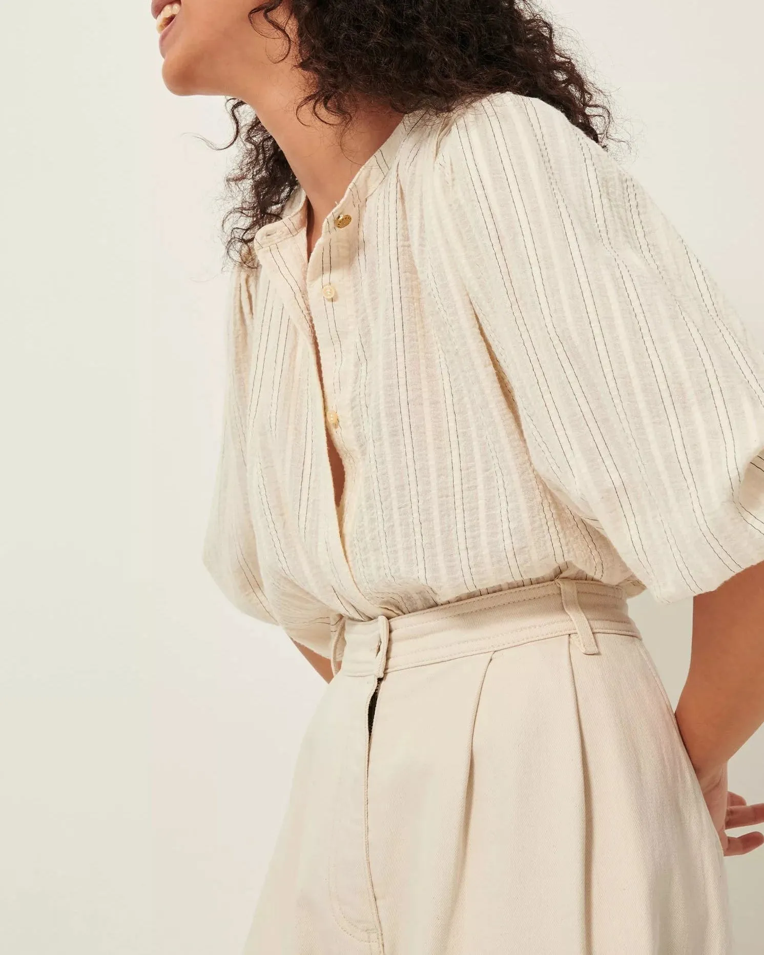 Bluse A View Sandcreme