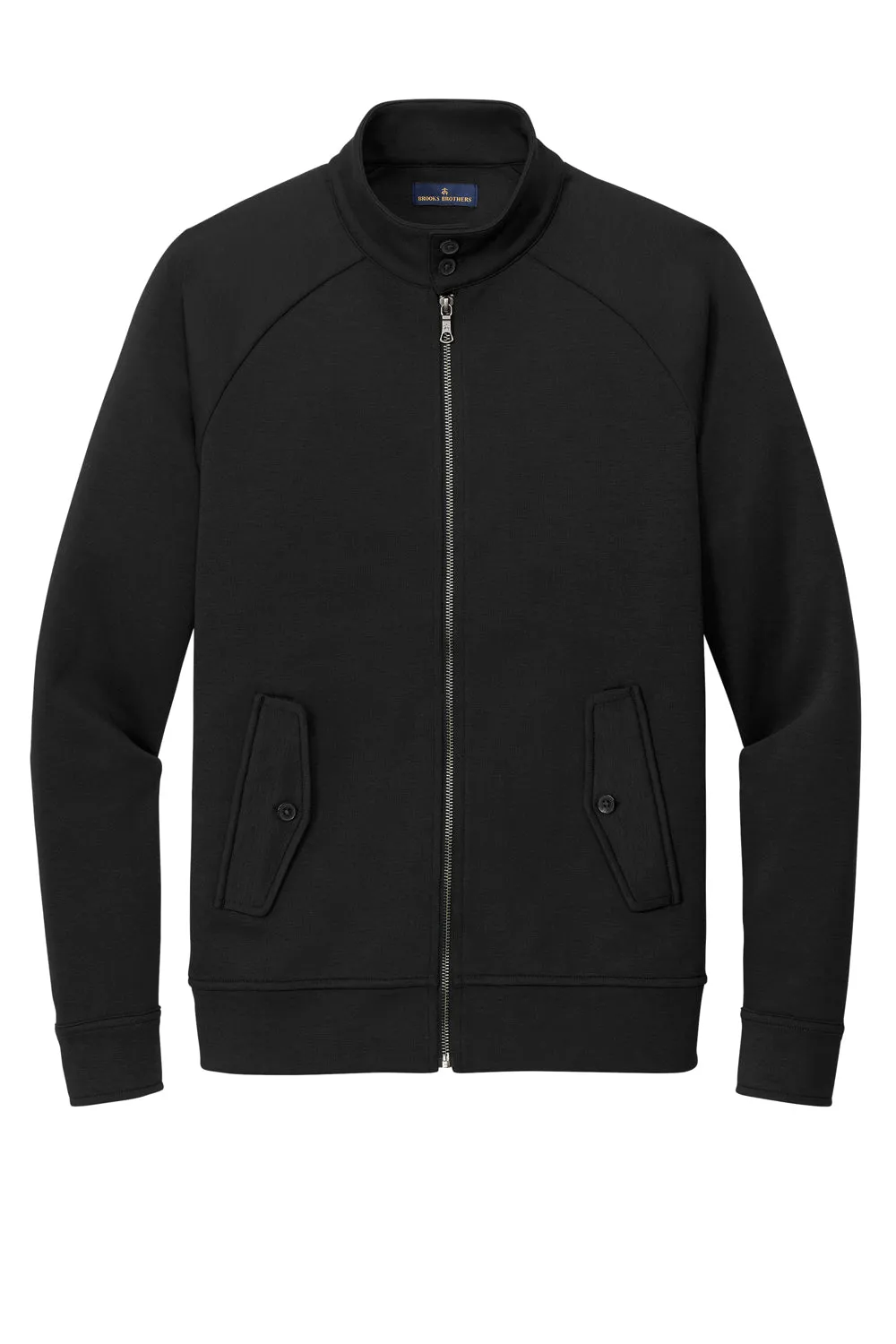 Brooks Brothers Herren Doppelgestricktes Sweatshirt mit Reißverschluss und Taschen - Tiefschwarz