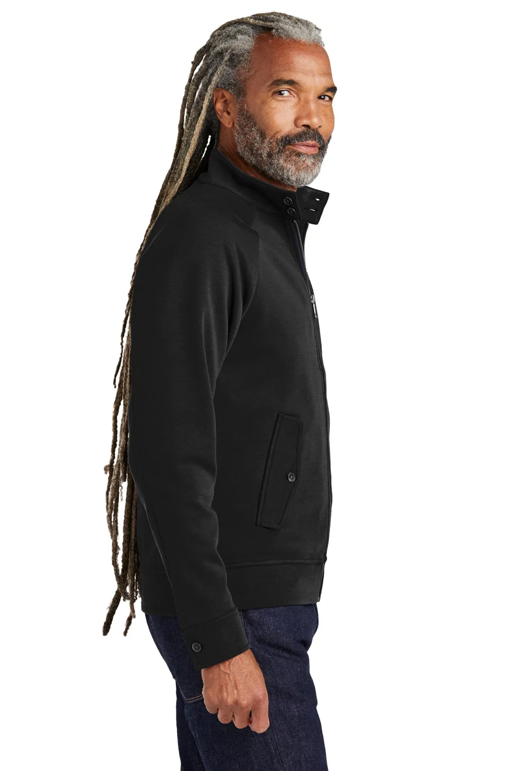 Brooks Brothers Herren Doppelgestricktes Sweatshirt mit Reißverschluss und Taschen - Tiefschwarz