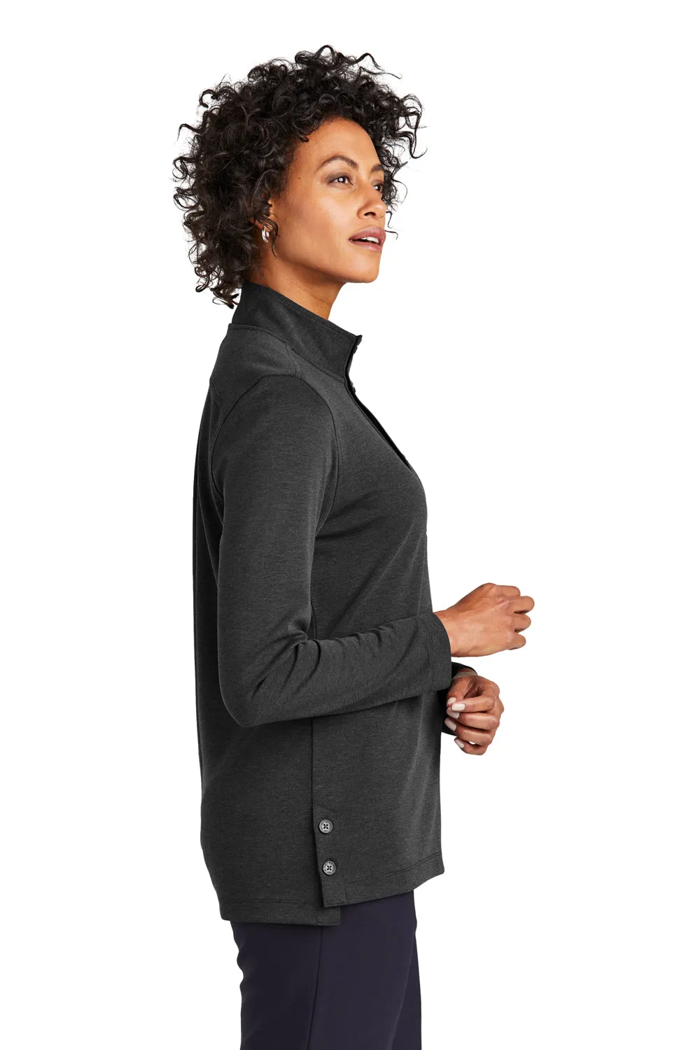 Brooks Brothers Damen 1/4-Knopf-Sweatshirt - Heather Windsor Grau