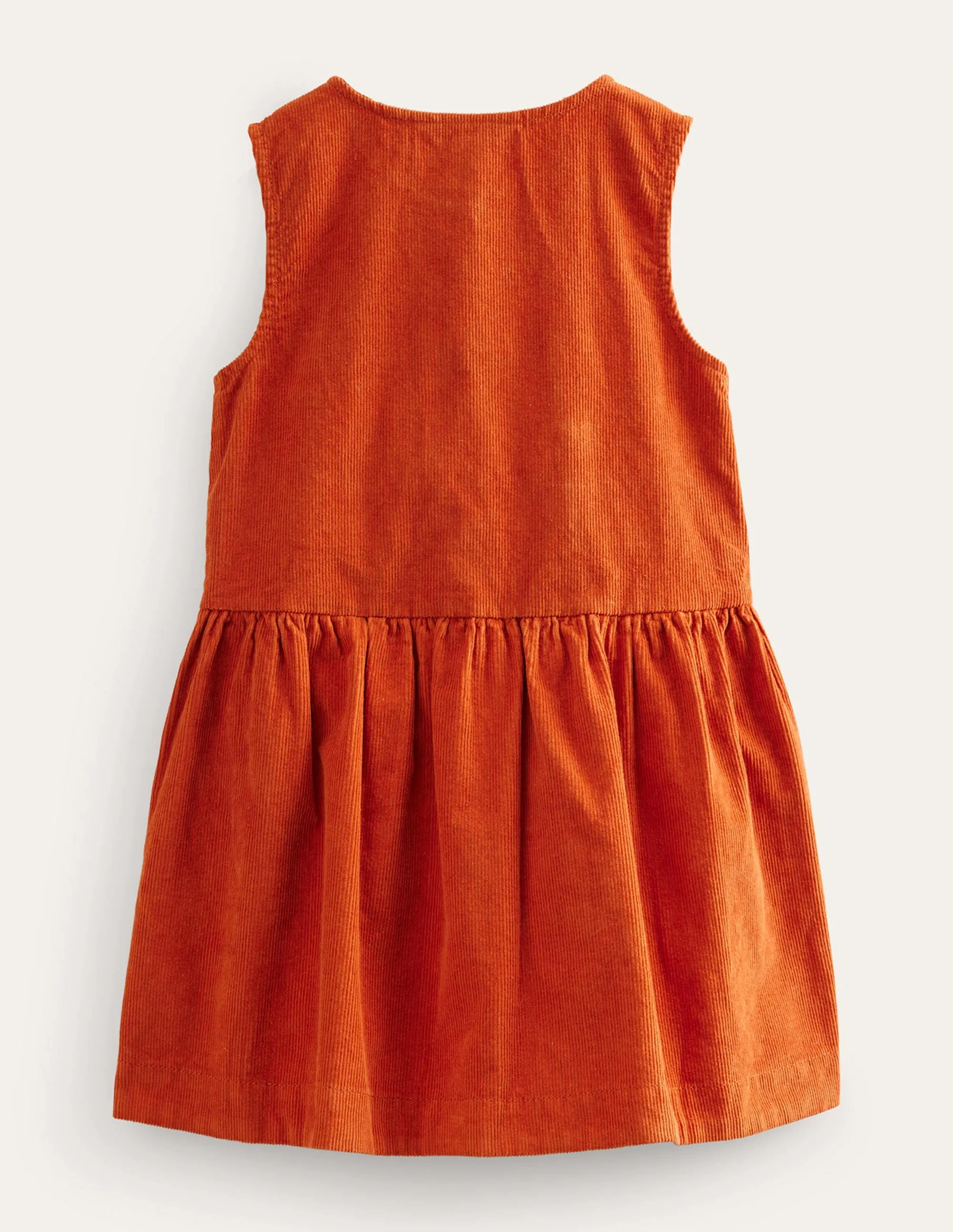 Knopf-Pinafore-Kleid - Kastanienbrauner Kord