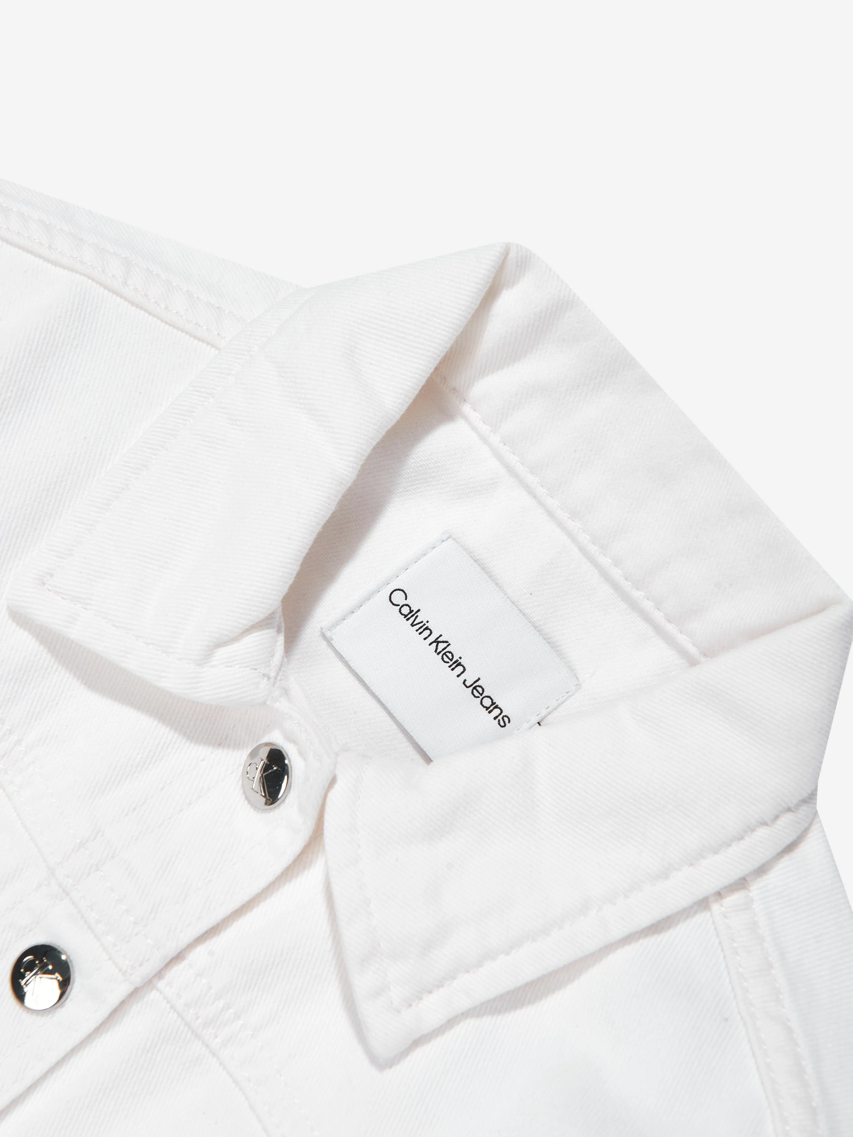 Calvin Klein Mädchen Denim Jacke mit Knöpfen in Elfenbein