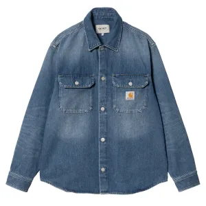 Carhartt WIP Harvey Hemd Jac Blau Dunkel Used Wash