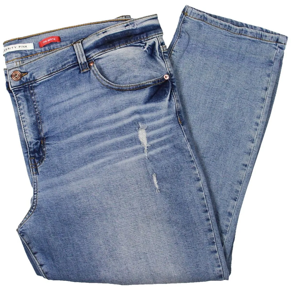 Celebrity Pink Damen Plus Bestie Destroyed Denim Röhrenjeans