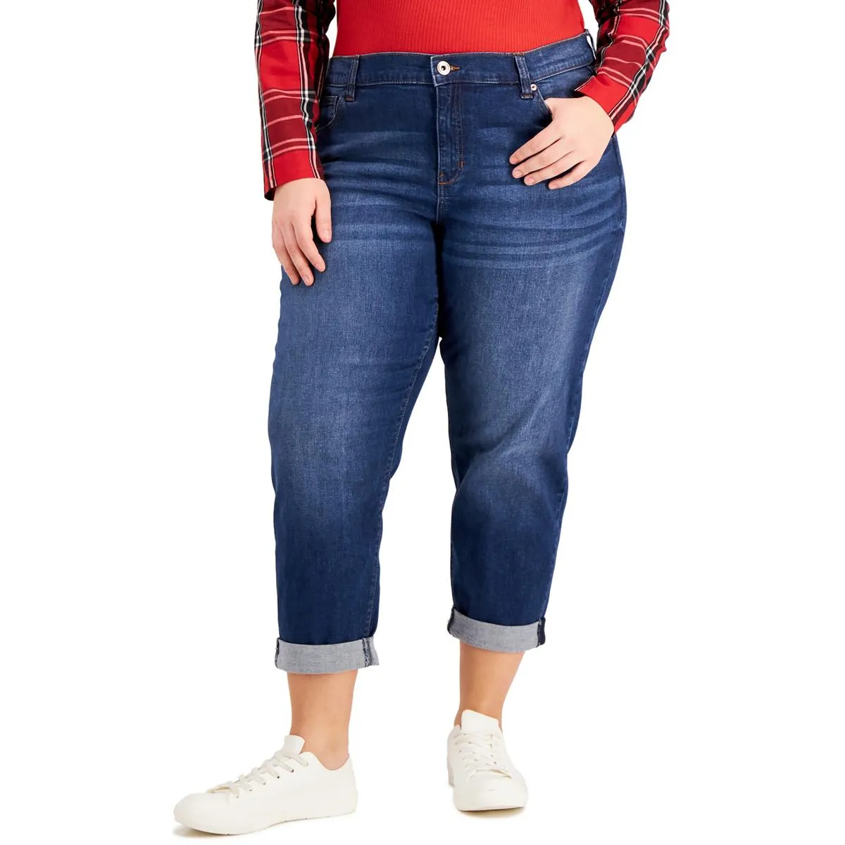 Celebrity Pink Damen Plus Bestie Destroyed Denim Röhrenjeans