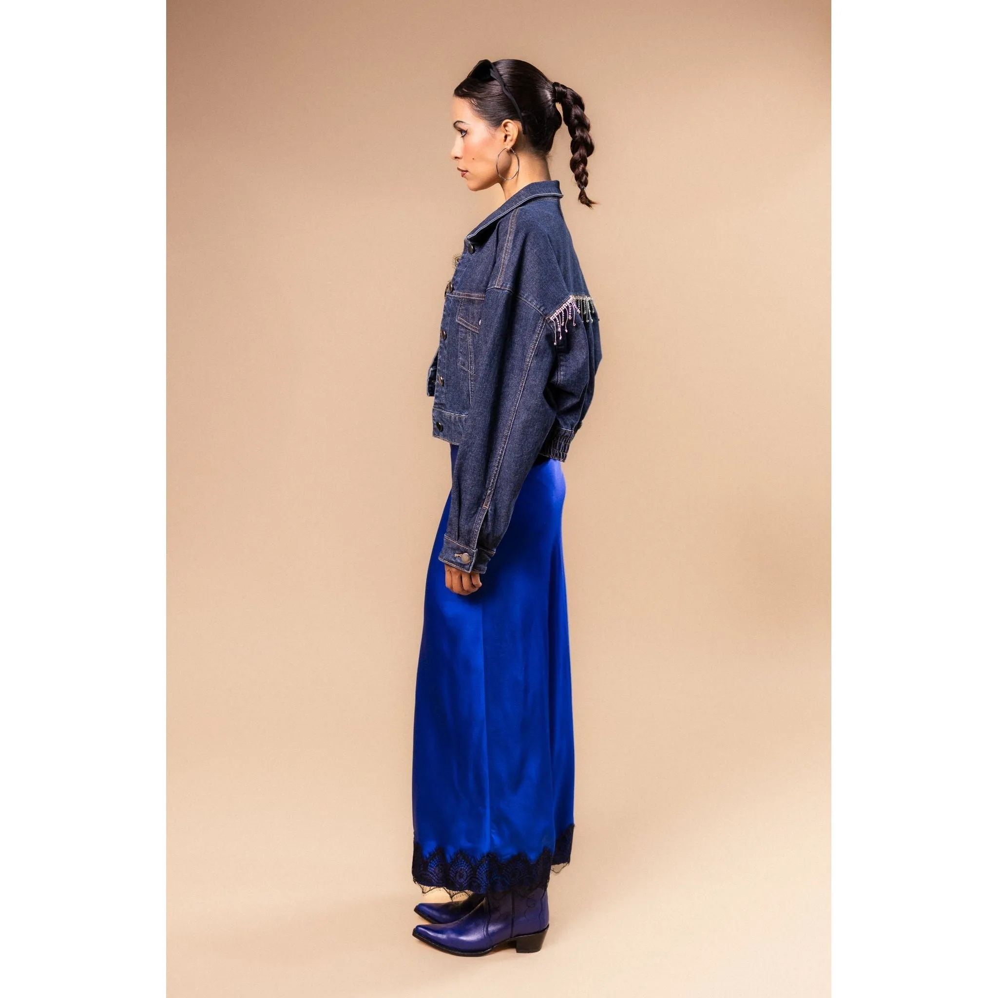 Klassische Glitzernde Blaue Chamarra