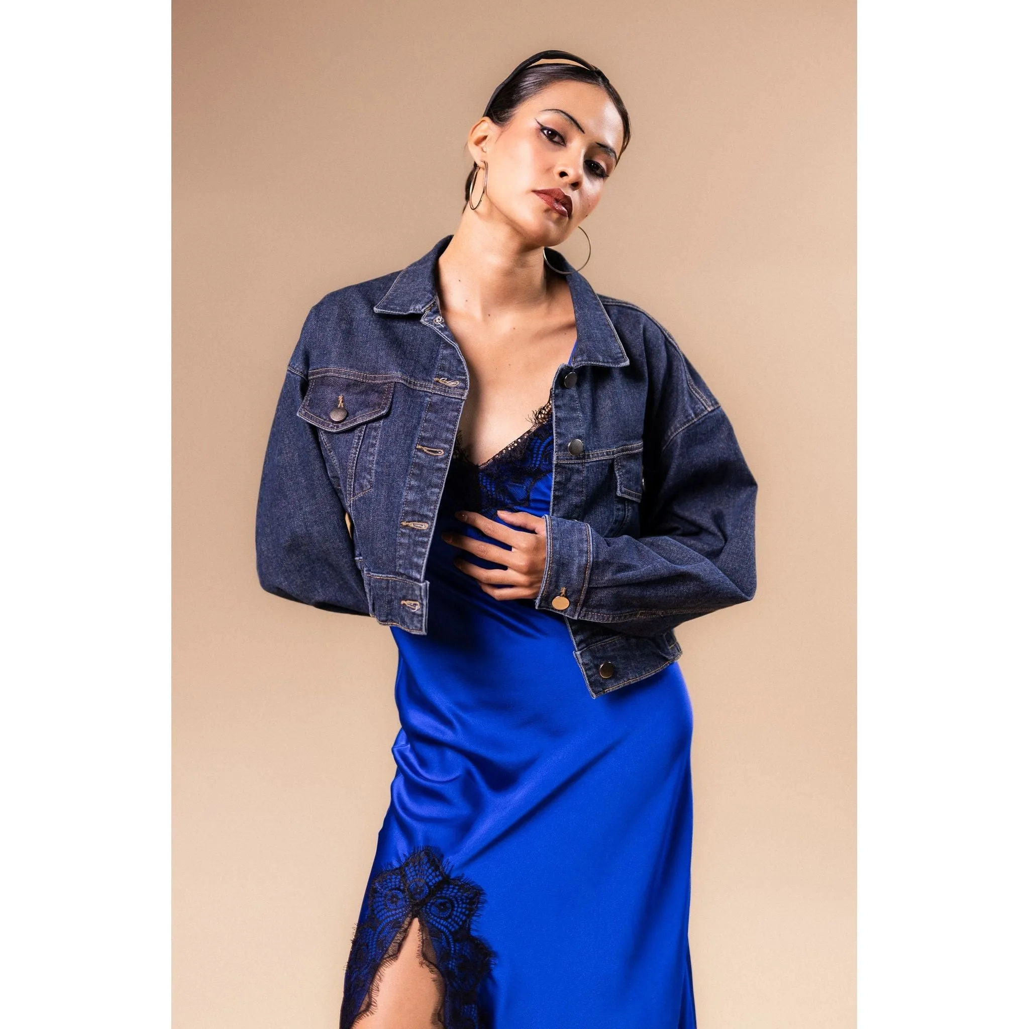 Klassische Glitzernde Blaue Chamarra