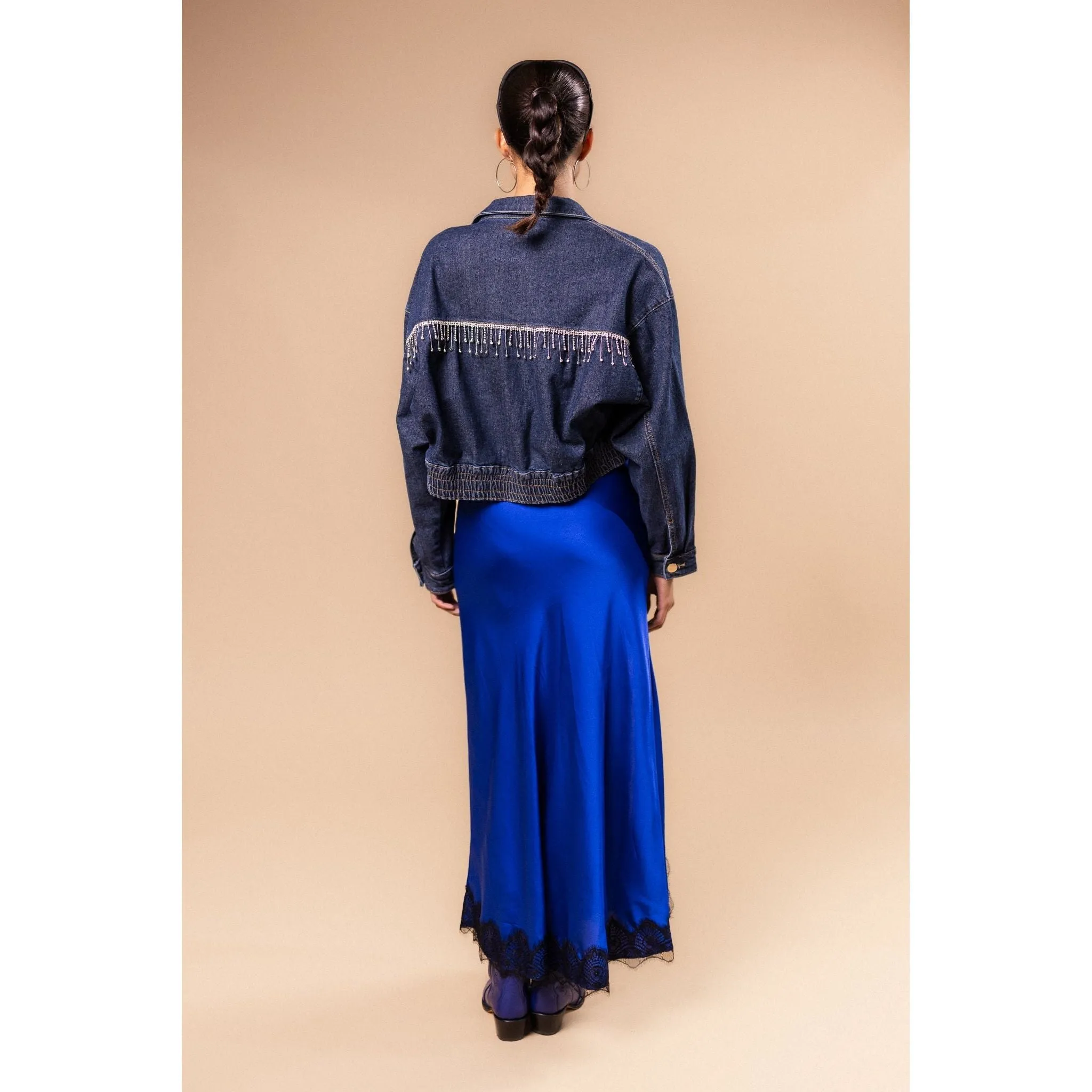 Klassische Glitzernde Blaue Chamarra