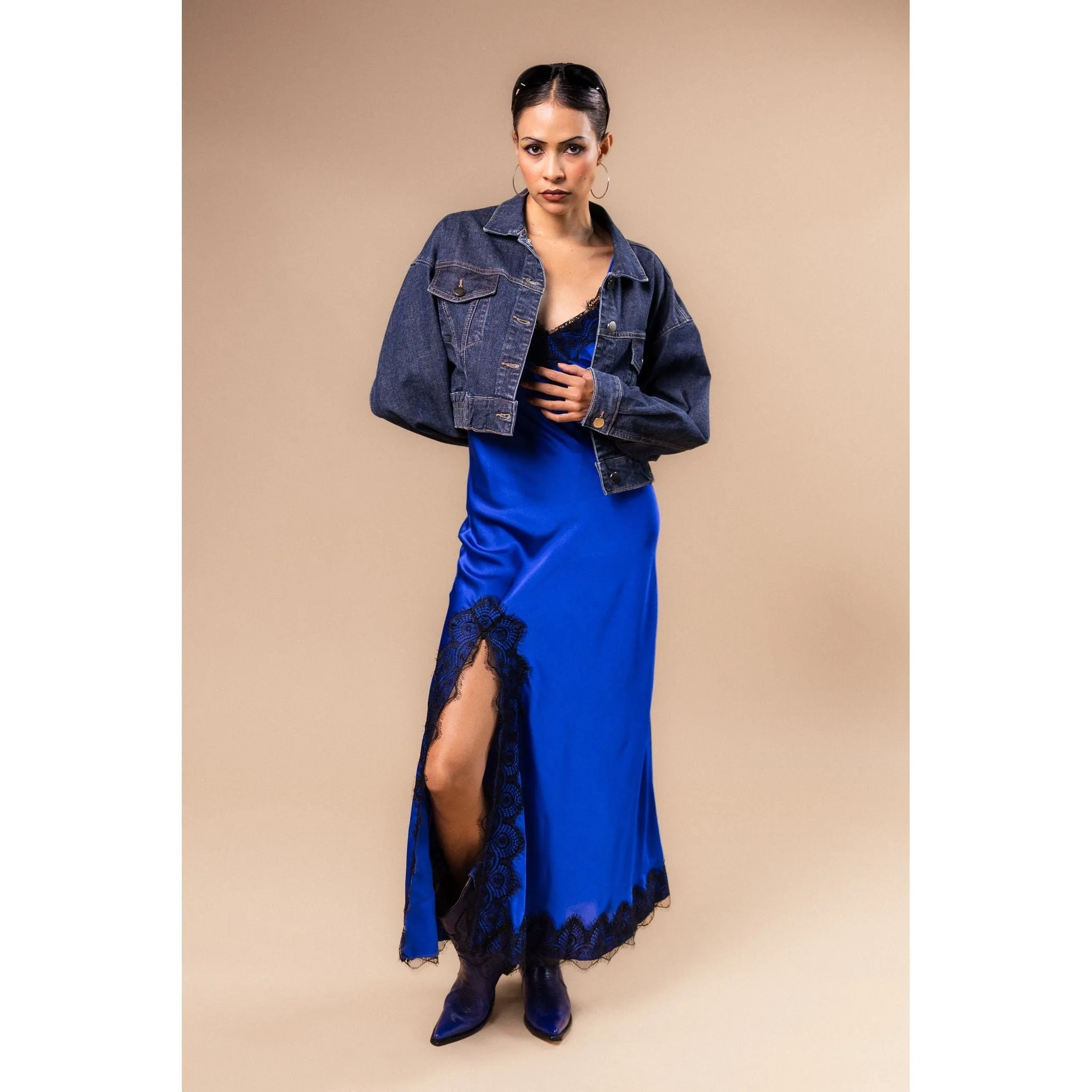 Klassische Glitzernde Blaue Chamarra