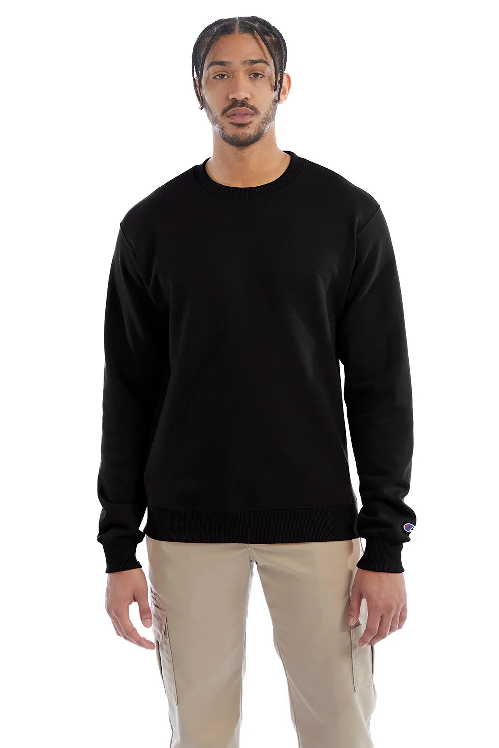 Champion Herren Double Dry Eco Feuchtigkeitstransportierender Fleece Pullover mit Rundhalsausschnitt - Schwarz