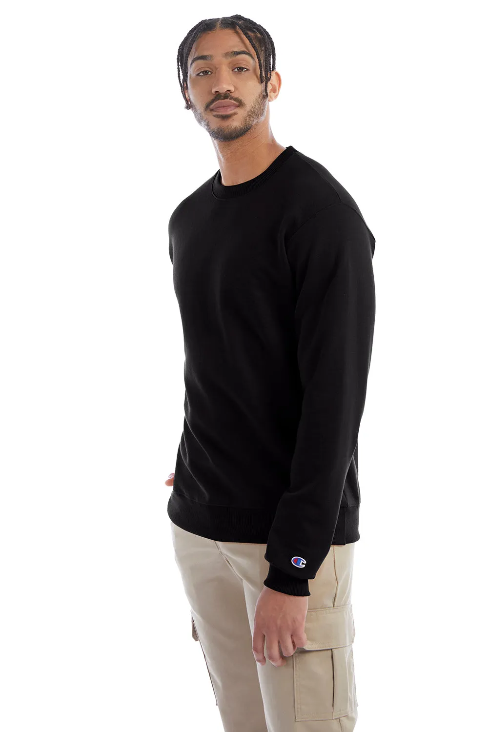 Champion Herren Double Dry Eco Feuchtigkeitstransportierender Fleece Pullover mit Rundhalsausschnitt - Schwarz