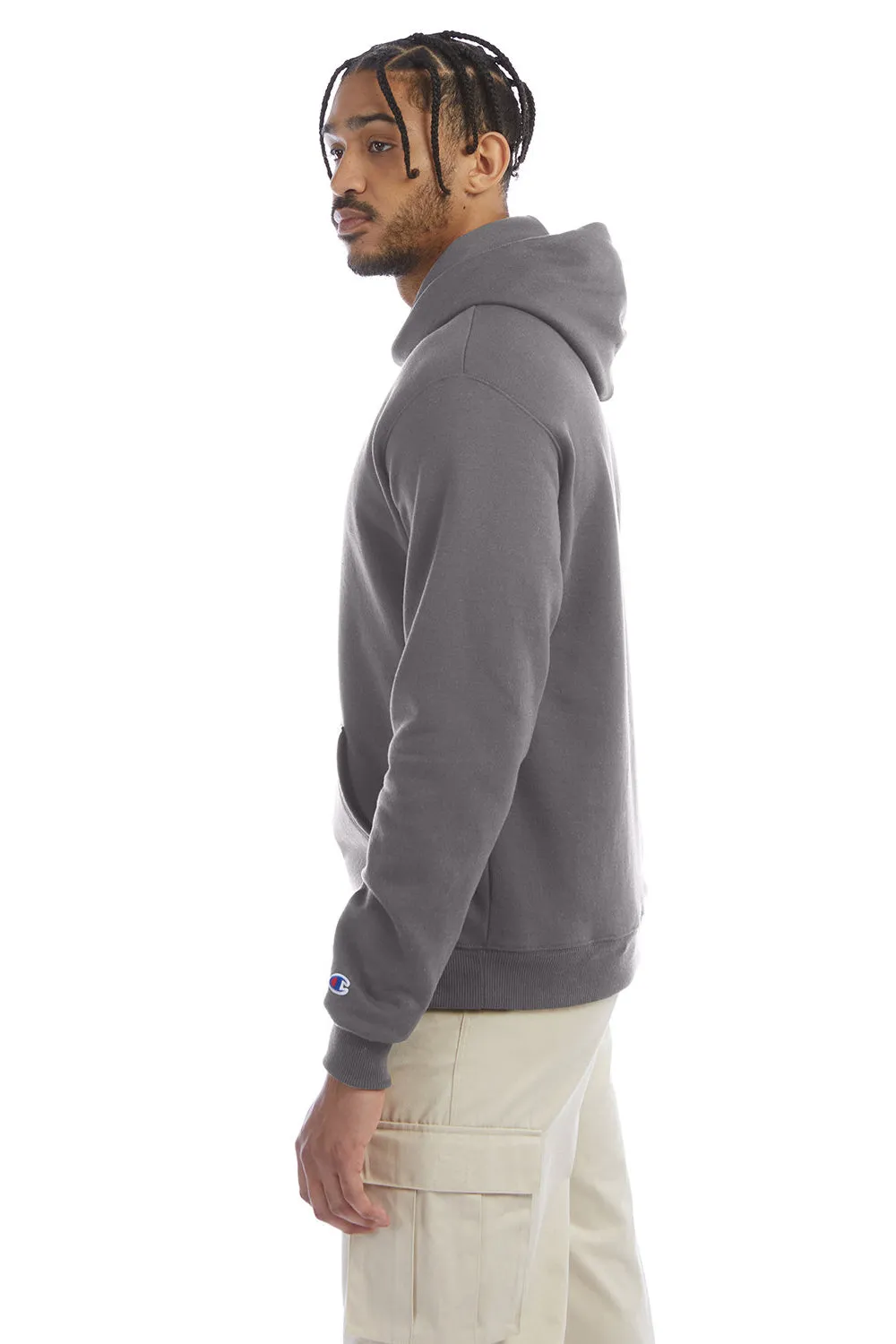 Champion Herren Double Dry Eco Feuchtigkeitstransportierende Fleece Kapuzenpullover Hoodie mit Beuteltasche - Steingrau