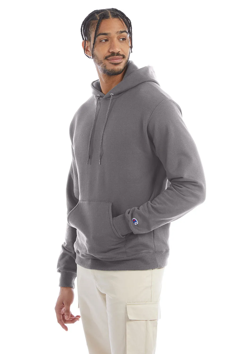 Champion Herren Double Dry Eco Feuchtigkeitstransportierende Fleece Kapuzenpullover Hoodie mit Beuteltasche - Steingrau