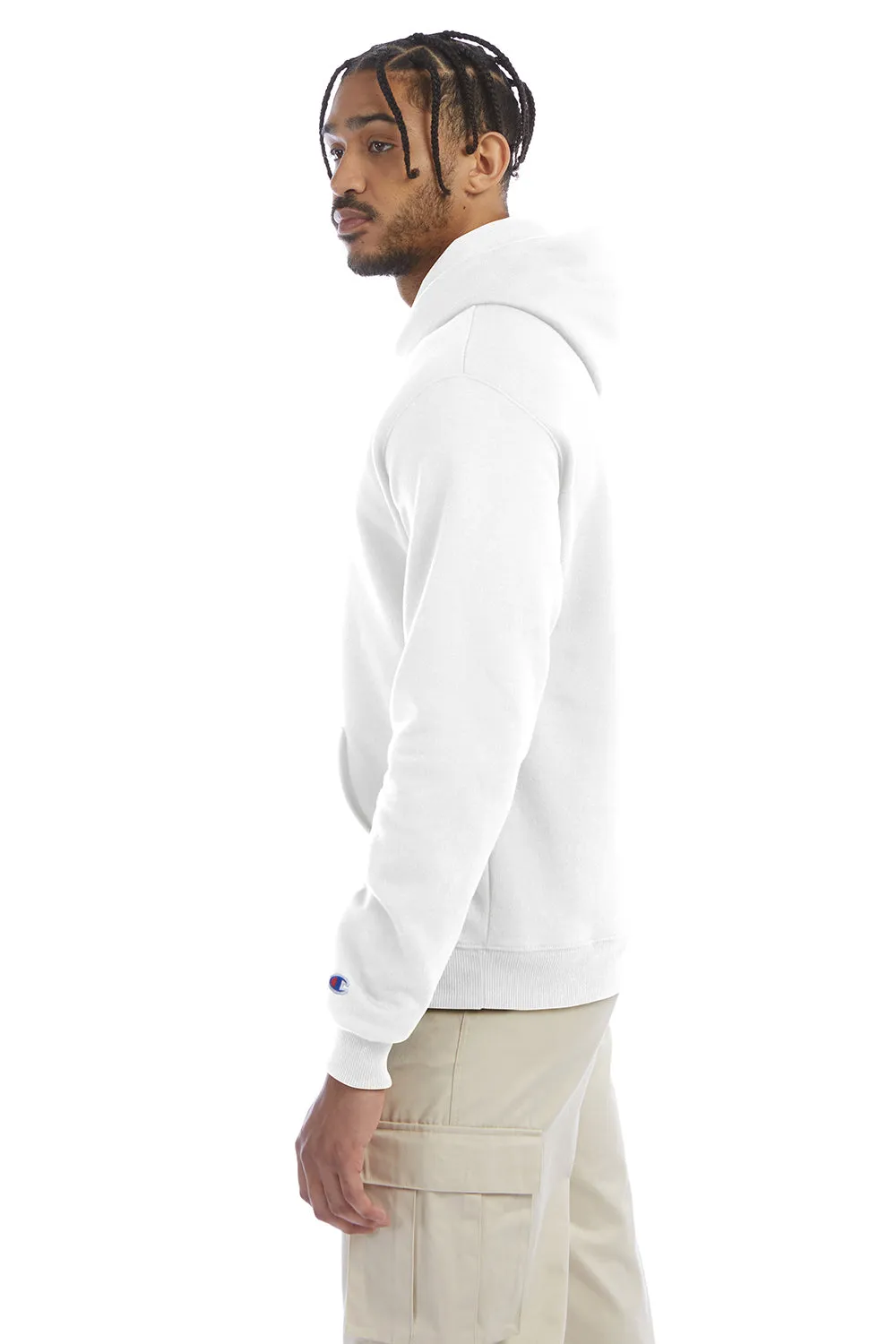Champion Herren Double Dry Eco Feuchtigkeitstransportierende Fleece Kapuzenpullover Hoodie mit Kangaroo-Tasche - Weiß