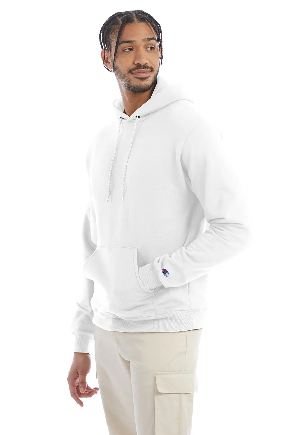 Champion Herren Double Dry Eco Feuchtigkeitstransportierende Fleece Kapuzenpullover Hoodie mit Kangaroo-Tasche - Weiß