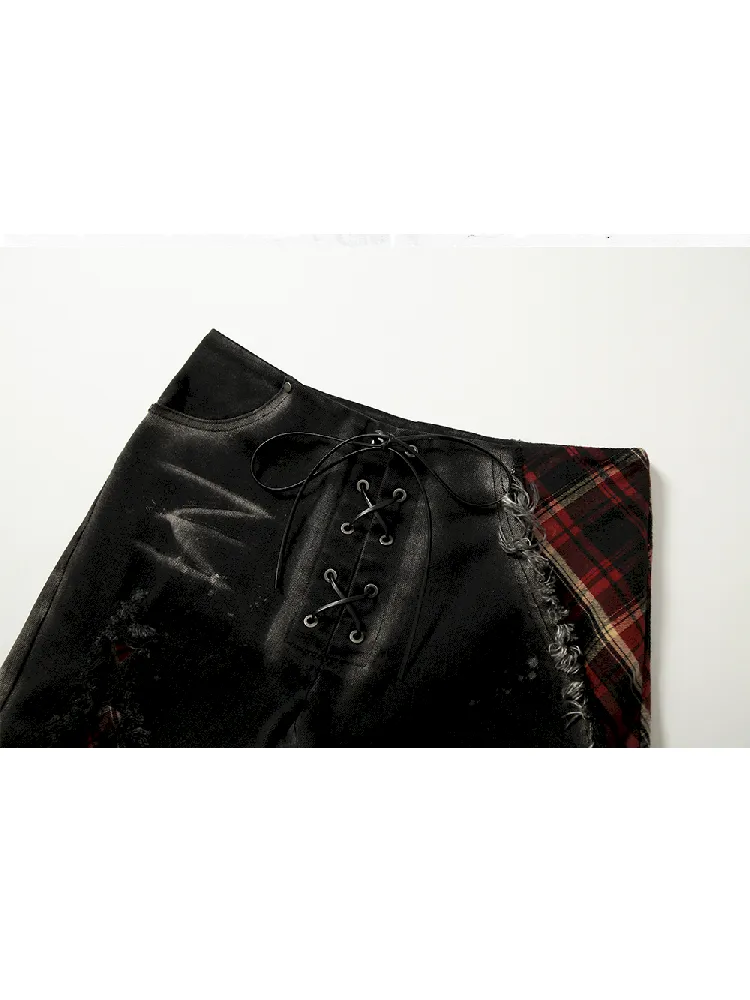 Karierte Vintage-Wash Jeans【s0000011225】