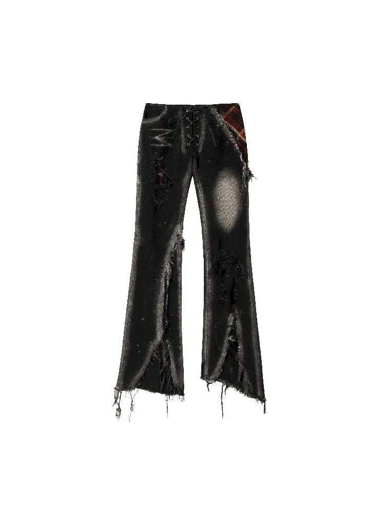 Karierte Vintage-Wash Jeans【s0000011225】