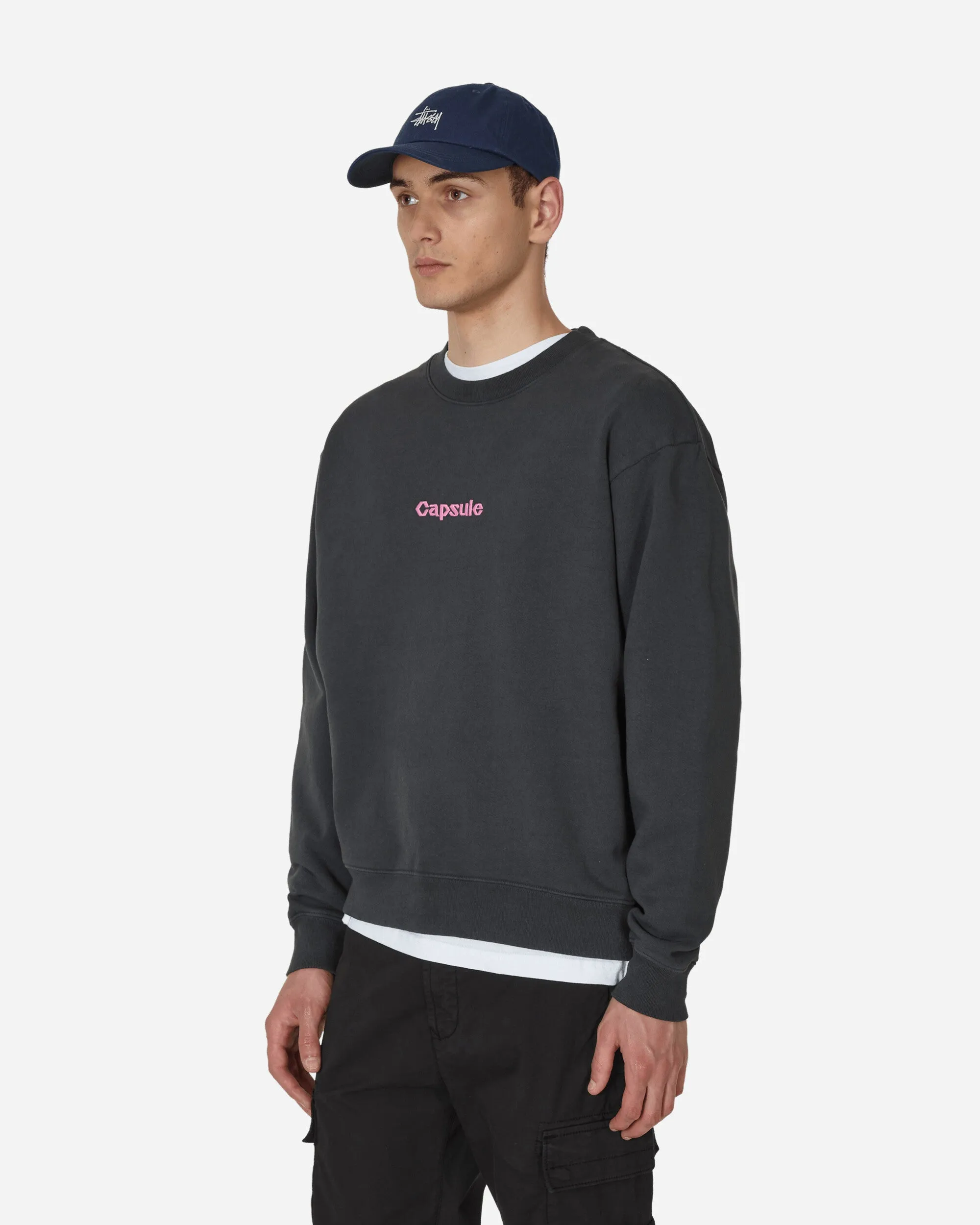 Klassisches Logo-Crewneck-Sweatshirt Gewaschen Schwarz