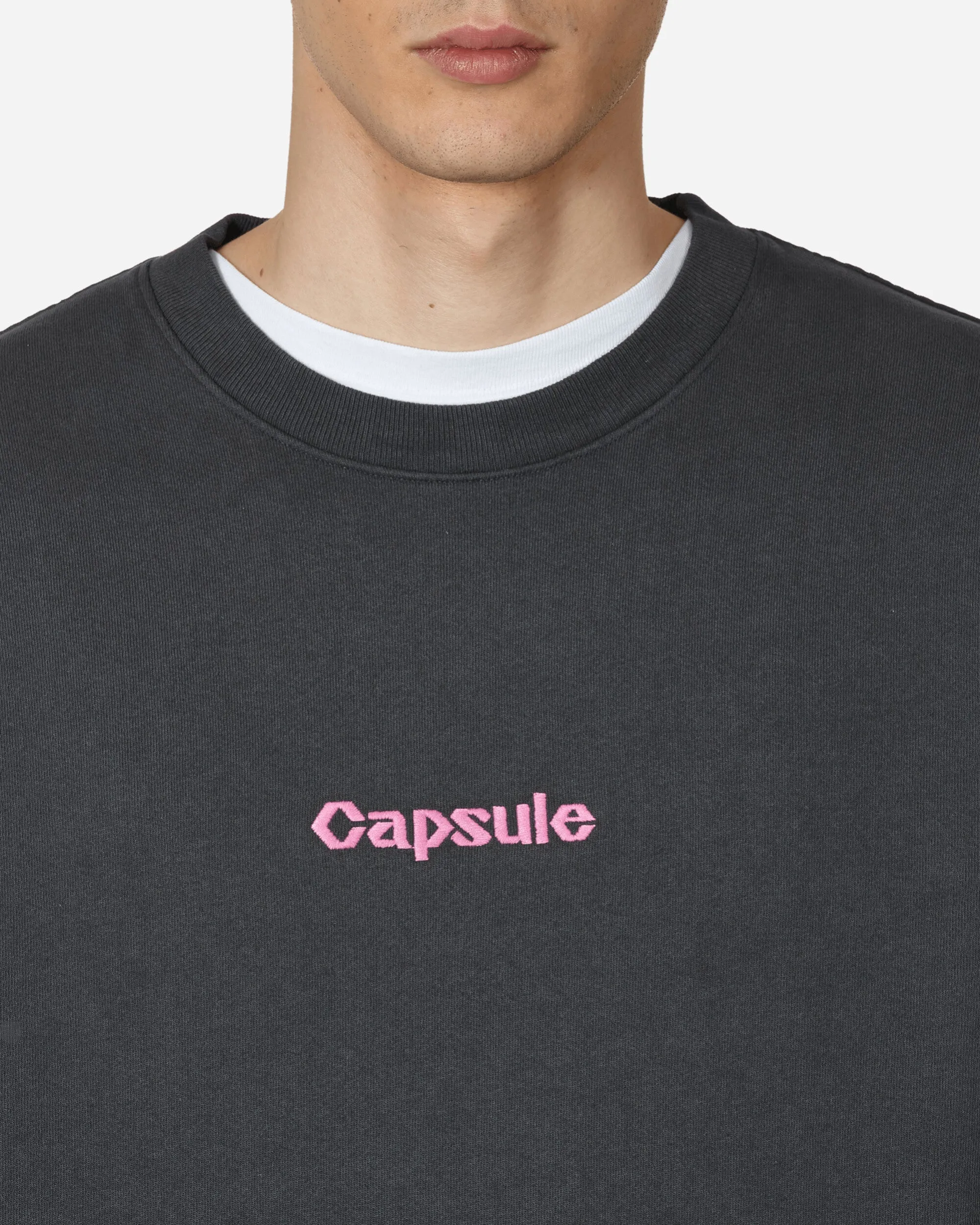 Klassisches Logo-Crewneck-Sweatshirt Gewaschen Schwarz