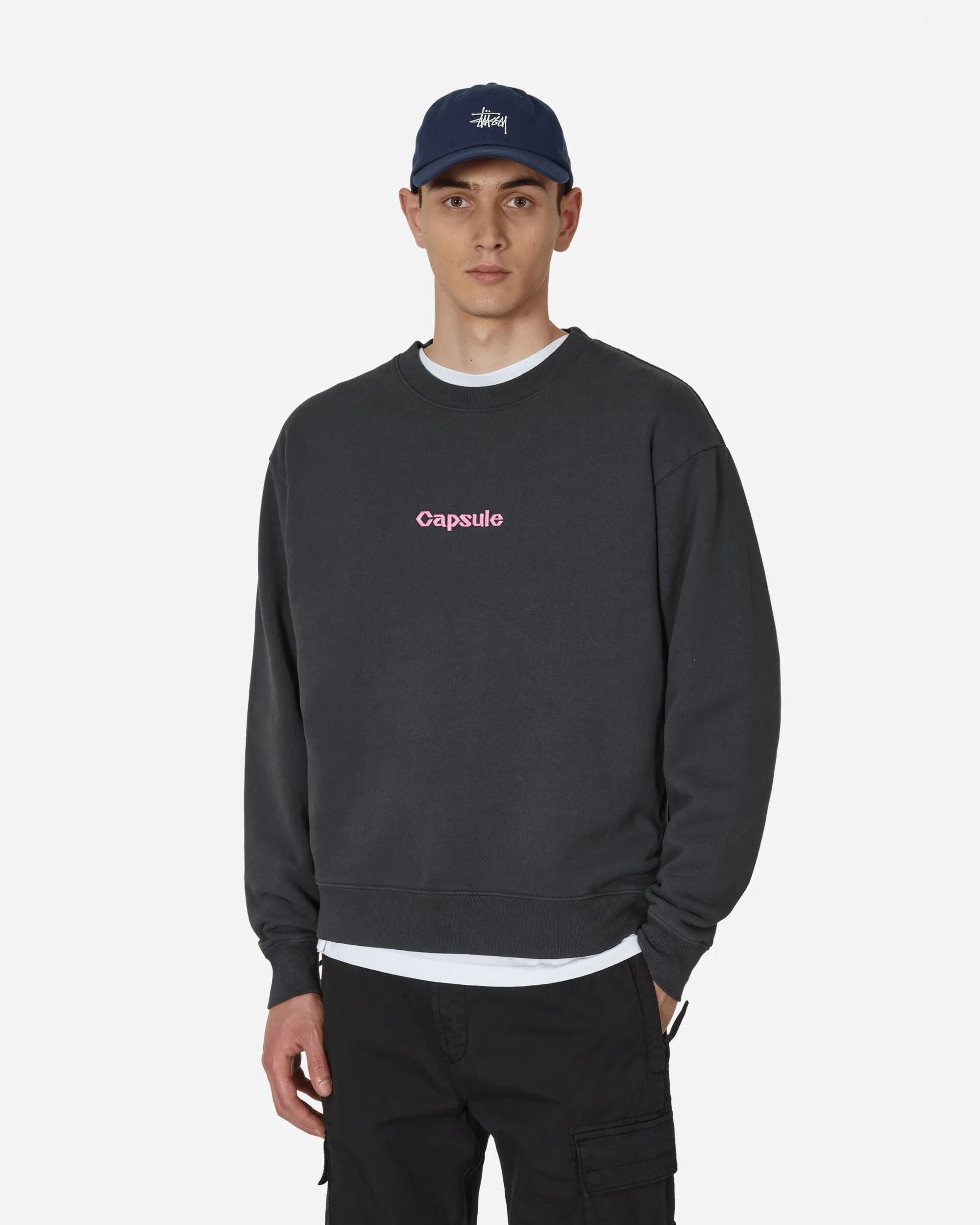 Klassisches Logo-Crewneck-Sweatshirt Gewaschen Schwarz